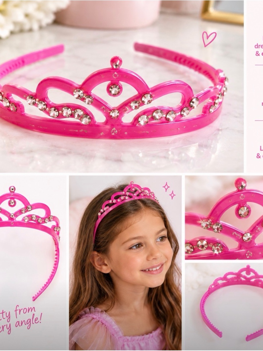 Amazon Girls Pink Jewel Tiara Headband